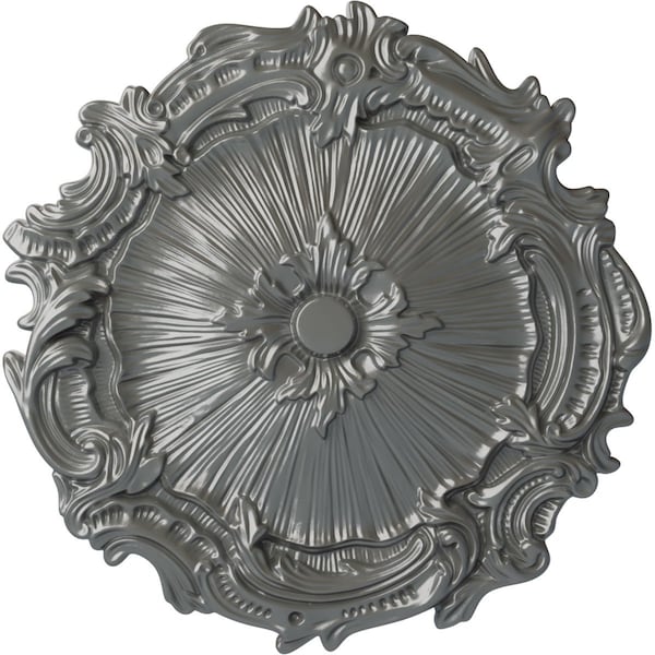Ekena Millwork Plymouth Ceiling Medallion (Fits Canopies up to 1 5/8"), Hand-Painted Silver, 16 3/4"OD x 1 3/8"P CM16PLSLS - main